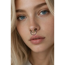 Gümüş Renk Sıkıştırmalı Burun Kulak Piercıng Beyaz 40920614