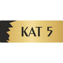 Metal Departman Kapı İsimliği, Yönlendirme Levhası Kat 5 5x20 Cm Altın Renk