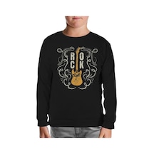 Rock 'N Roll Guitar Siyah Çocuk Sweatshirt Siyah