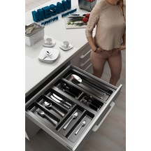 Mutfak Çekmece Içi Düzenleyici, Kaşıklık 54cm X 48cm Yanlar Ve Boydan 4cm Kesilebilir, Antrasit Antrasit