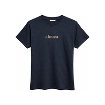 Mixray 2079 Kadın Pamuk Baskılı Bisiklet Yaka Basic T-shirt Lacivert