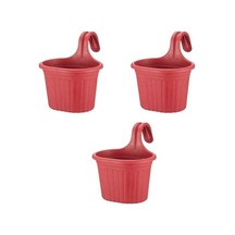 3 Adet Kırmızı Askılı Balkon Saksı - 3 Litre, 22,2 Cm