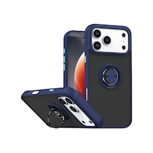 Newface Apple İphone 17 Pro Max Montreal Yüzüklü Silikon Kapak - Lacivert