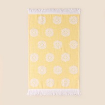 Soft Çiçek Desenli El Havlusu - Hardal - 30x50 Cm Çok Renkli