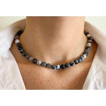 Akik Taşı Doğaltaş Kolye 8 Mm Faset Bej