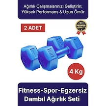 Premium Kalite Fitness Spor Egzersiz Vücut Kas Geliştirme Mavi 4 Kg Dambıl Ağırlık Seti - 2 Adet