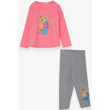 Breeze Kız Çocuk Taytlı Takım Kız Baskılı 1.5-5 Yaş, Neon Pembe-neon Pembe
