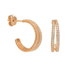 Çift Halka Küpe 717080 Rose Gümüş