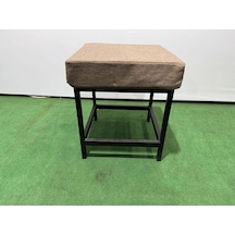 Metal Ayaklı Sırtsız Bank Puf Bench Balkon-bahçe-kafe-çay Seti Pufu Cappuccino