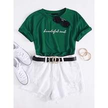 Unisex Beautiful Soul Baskılı Tasarım Tshirt Yeşil