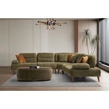 Riva Ahşap Ayaklı Köşe Takımı Yeşil