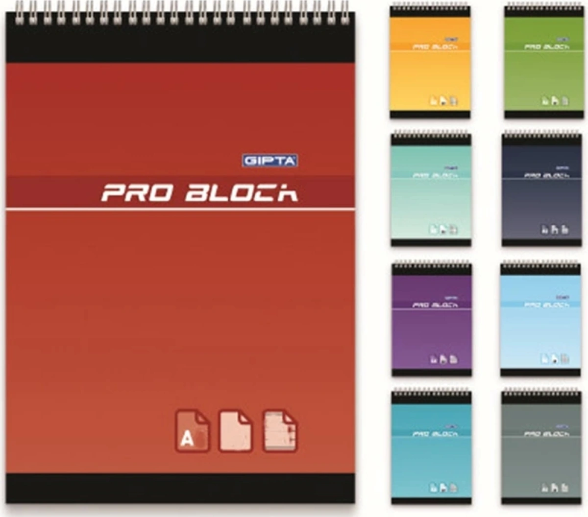 Pro Block Spiralli Karton Kapak A7 Bloknot 40 Yp. Çizgili Karışık