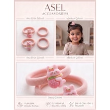 4'lü Set Sevimli Figürlü Yumuşak Kumaş Kız Çocuk Lastik Saç Tokası - 8 Farklı Seçenek Karışık - Çok Renkli