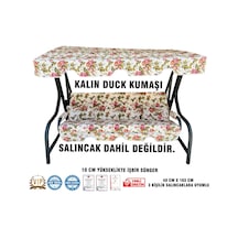 Lüks Duck Vip Salıncak Minder Seti 3 Kişilik 10 Cm Süngerli Tenteli-ingiliz Gülü-salıncak Minderi Pembe