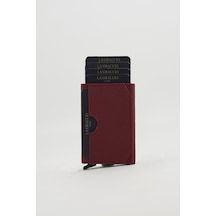La'graccio Paris Sace Unisex Hakiki Deri Mekanizmalı Kartlık Mat Bordo