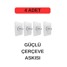 4 Adet Süper Güçlü Çerçeve Askısı Pin Delgisiz Vidalı Yapışkanlı Raf Tutucu Askı Beyaz Diğer