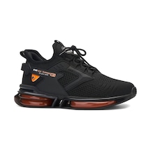 Erkek Siyah Sneaker Spor Ayakkabı Balon Taban Triko Ortopedik-047 Siyah - Turuncu