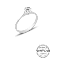 Gümüş Swarovski Tek Taş Yüzük (536533489)
