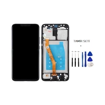 Tkgz - Mate 20 Lite Uyumlu Lcd Ekran Dokunmatik Servis Çıtalı Siyah + Tamir Seti Çok Renkli