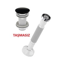 Lavabo Sifonu Clik-Clack Pup-Up Siyah Seramik Kafa Taşmasız