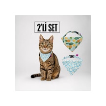 Desenli Bandana Kedi Tasması 2'li Set Ananas & Papatya
