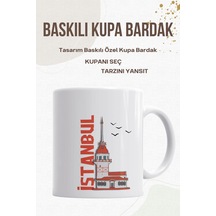 İstanbul Yazılı Kız Kulesi Baskılı Kupa Bardak - Kız Kulesi Kupa Bardak Beyaz