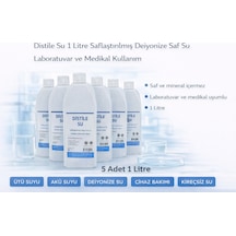 Distile Su 1 Litre Saflaştırılmış Deiyonize Saf Su 5 Adet