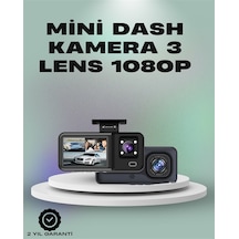 3 Kanallı Araç Kamerası - Full Hd 1080p Kayıt, 2' Ekran, Park Gözetimi Desteği