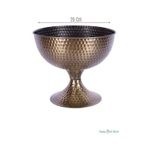 Yapay Çiçek Sitesi Metal Dekoratif Darbeli Vazo 22 Cm Bronz