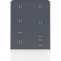 Hyperion Gardrop 5 Raflı 4 Çekmeceli 2 Askılı 176x44x221 Antrasit-antrasit Antrasit