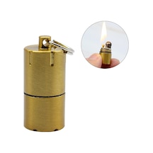 Springsun Mini Metal Kerosene Çakmak - Dayanıklı Konstruksiyon, Yakıt Saklama, Anahtar Zinciri Uyumlu - Altın Renk Altın