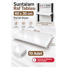 10 Adet - Suntalam Raf Tablası 60x30 Cm Beyaz Ahşap Raf Konik Dikme Sistemleri İle Uyumlu