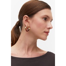 Mineli Oval Halka Küpe Gold