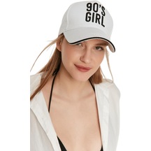 Kadın Beyaz Nakışlı Şapka-26093 - Std