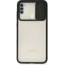 Newface Samsung Uyumlu Galaxy A11 Kılıf Palm Buzlu Kamera Sürgülü Silikon - Siyah - Özel Seri 8683140171186