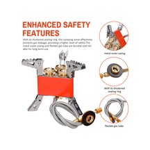 Xindoker Portatif Katlanabilir 3 Ayağlı Kamp Gaz Sobası - 6800w Yüksek Güç, Ayarlanabilir Valf, Turuncu Turuncu