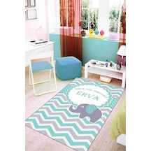 Turkuaz Kaymaz Tabanlı Bebek Halısı İsimli Halı Filli Kd14n11