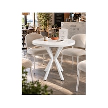 Kalınlaştırmalı Mutfak Cafe Balkon Bahçe Restoran Yemek Masası 70x70 Beyaz Beyaz Yuvarlak Beyaz - Beyaz Beyaz - Beyaz