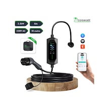 Coswatt Elektrikli Araç Şarj Cihazı 3.5 Kw / 16a / Türkçe Menü / 10 Metre Kablolu / Tip-2 / Ev Tipi Schuko Fiş / 220v Ac / Taşıma Çantası Hediyeli 3.5 Kw