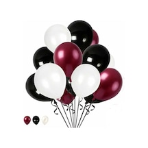 10 Adet Metalik Sedefli Beyaz-siyah-bordo Helyumla Uçabilen Balon