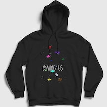 Presmono Unisex Space Among Us Kapüşonlu Sweatshirt Siyah