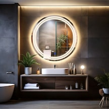 Luna Led'li Kumlamalı Lavabo & Banyo Aynası Dokunmatik Sensörlü 70 X 70 Günışığı