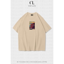 Nevermind Unisex Kadın Erkek Rome İtaly Baskılı Özel Tasarım Oversize T-sh Bej