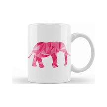 Geometric Animal Pink Elephant Kupa Bardak Porselen Karışık