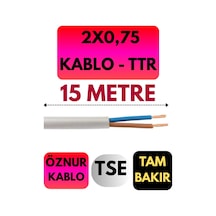 Öznur 2x0,75 Ttr Kablo Metre Seçenekli Beyaz - 15 Metre