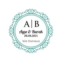 Sade Kare Mühür Kına Nişan Düğün 3x3 Cm Özel Etiket / 50 Adet Sticker Beyaz