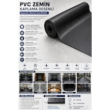 Pvc Desenli Zemin Kaplama Muşambası 3mm 1x5 Metre Kaymaz Araç Konteyner Oto Taban Kaplaması Siyah