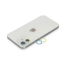 Mey İthalat Apple Uyumlu iPhone 12 Renkli Kamera Lens Koruma Cam - Sarı-mavi