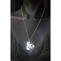 Vog Unisex Üç Hilal Tuğra,kurt V Ay Yıldız 925 Ayar Gümüş Sevgiliye,anneye,arkadaşa Hediye Kolye