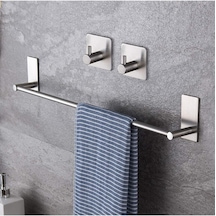 Zift Unique Paslanmaz Çelik Havluluk & 2 Adet Bornoz Askısı - 45cm Havluluk,havlu Askısı Takım,düzenleyici Askı Diğer